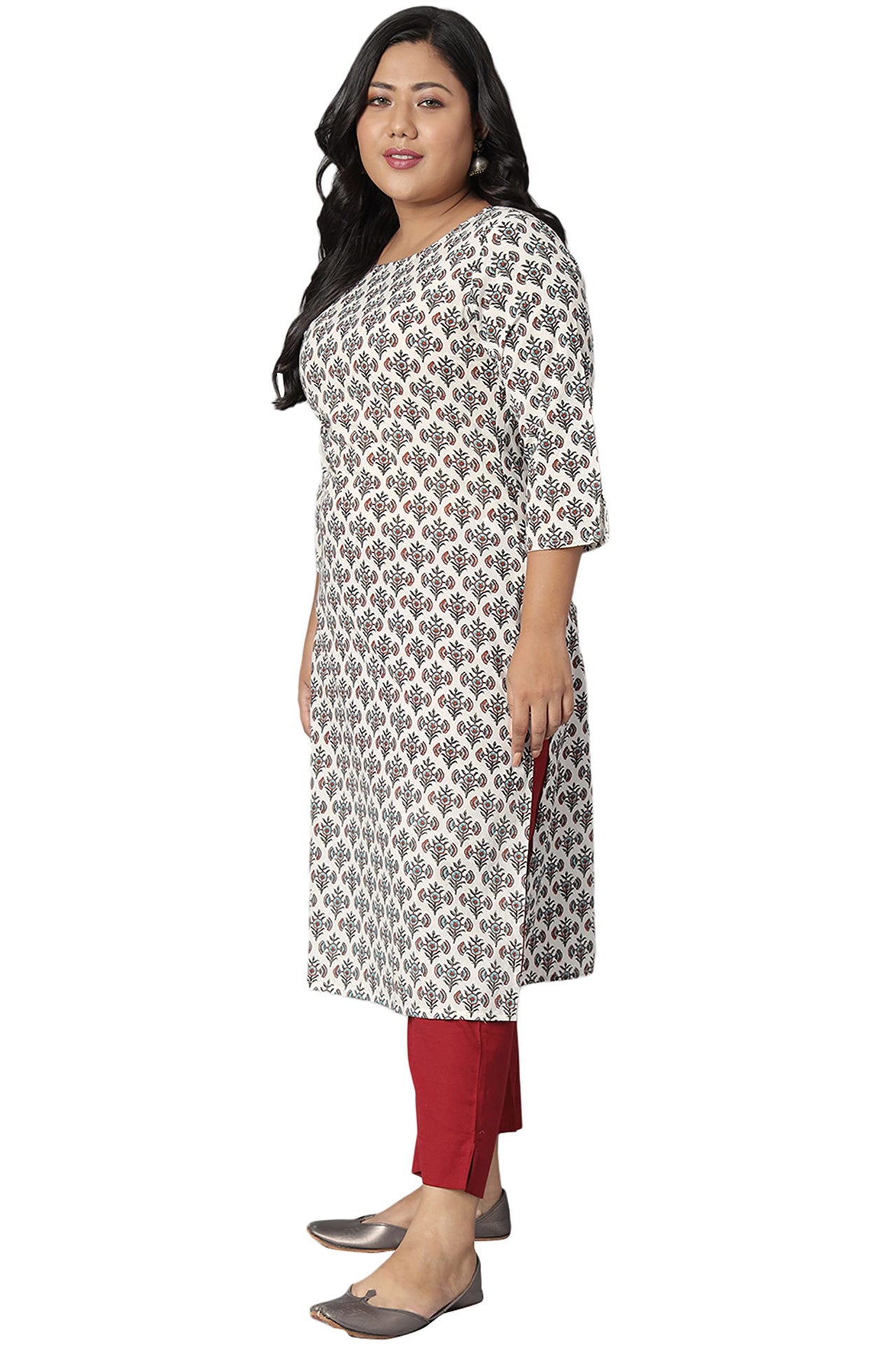 XL LOVE - By Janasya Women's  Plus Size White Cotton Kurta