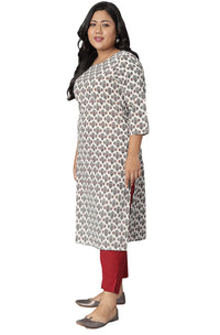 XL LOVE - By Janasya Women's  Plus Size White Cotton Kurta