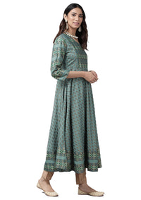 Yash Gallery Women's  Plus Size Plus Size Rayon Floral Printed Anarkali Kurta for Women