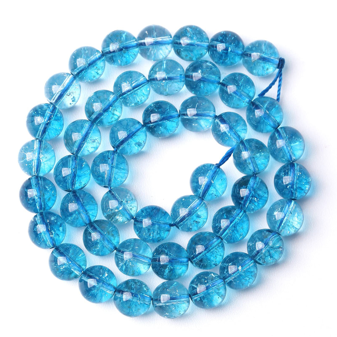 10mm 38pcs Blue Topaz Crystal Quartz Natural Stone Beads Energy Stone Healing Power Loose Beads for Jewelry Making DIY Bracelet Necklace Earrings Blue Crystal 10mm