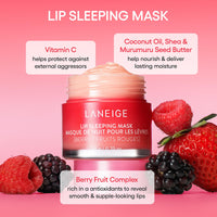 LANEIGE Lip Sleeping Mask | Moisturizing Lip Treatment with Vitamin C + Shea Butter for Soft Hydrated Lips | Overnight Repair | Lip Balm For Dry Chapped Lips| Lasting Hydration | WaterMelon |20Gm