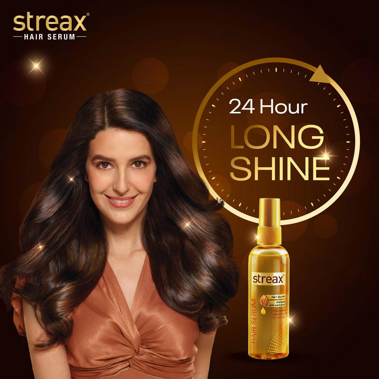 Streax Hair Serum 200ml, Vitalized with Walnut Oil, For Hair's Smoothening & Shine