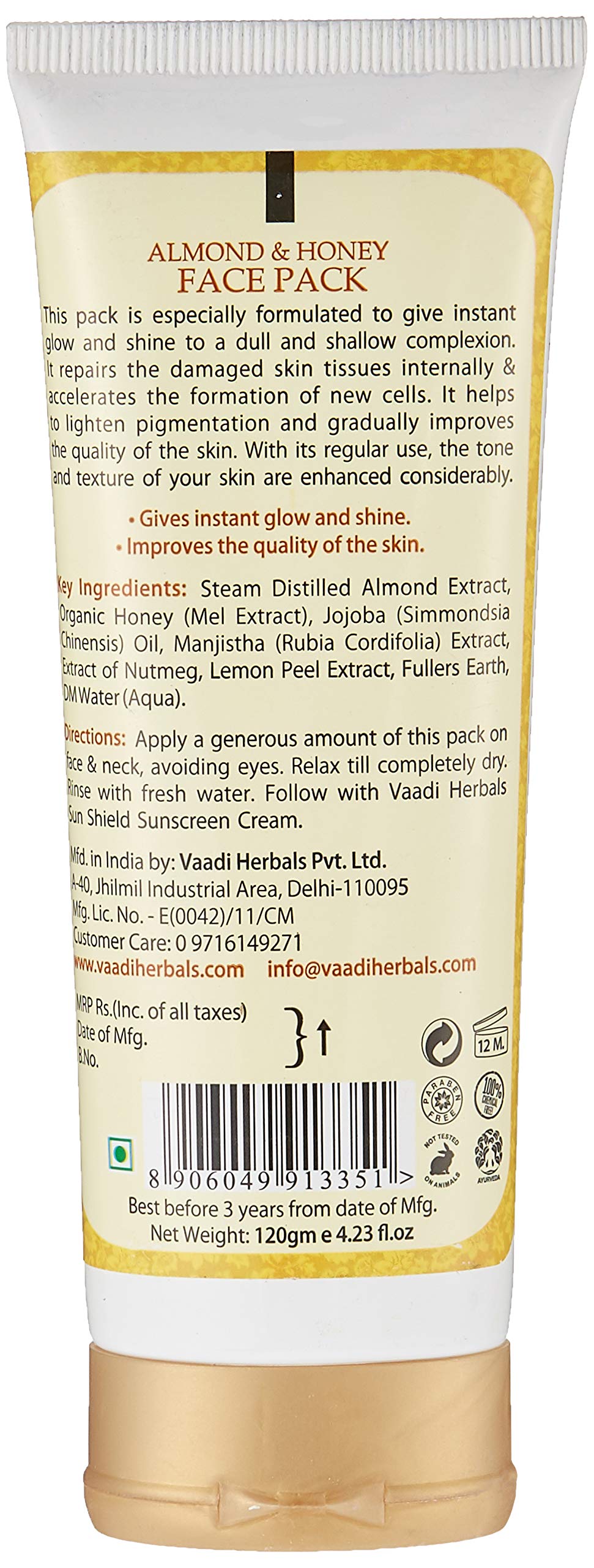 Vaadi Herbals Instaglow Almond and Honey Face Pack, 120g