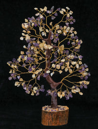 Amethyst & Citrine Crystal Tree of Life - Chakra Tree of Life, Handmade Gemstone Tree, Feng Shui Tree, Crystal Decoration, Money Tree, Spiritual Gift, Healing Crystal Tree, Gem Tree, Chakra Decor Citrine & Amethyst (Golden Wire)