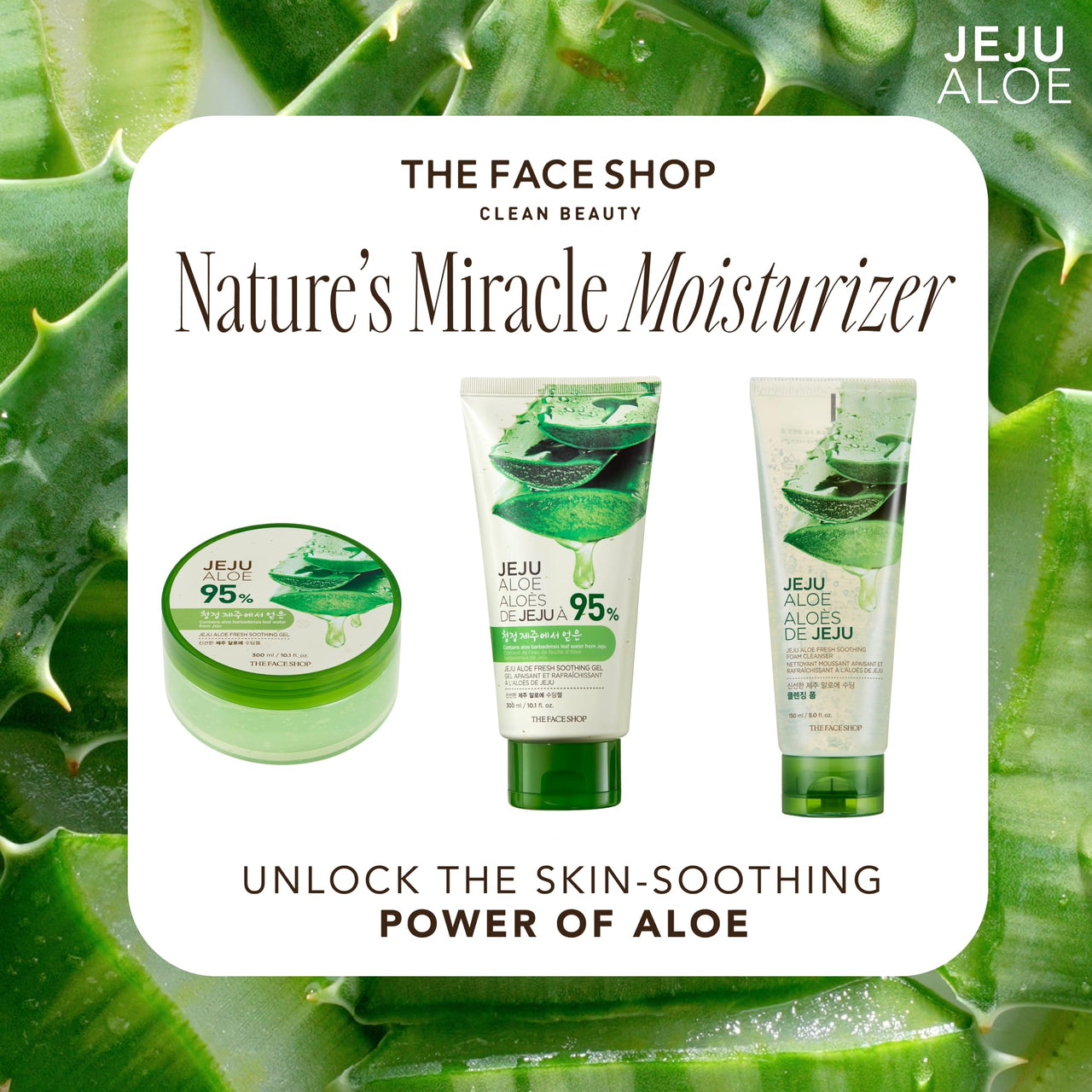 The Face Shop Jeju Aloe Fresh Soothing Foam Cleanser | Gel to Foam cleanser for Skin,Body and Face | Hydrating & cooling cleanser, 150ml