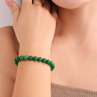 Crystal Vibe Stretchable Beaded Jade Bracelet 8mm - Bring Good Luck, Wealth, Prosperity and Happiness - Healing Crystal Green Jade Bracelet for Women Men