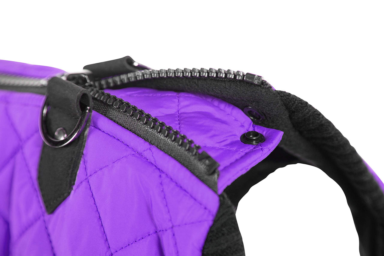 Gooby Fashion Vest Dog Jacket - Violet, Medium - Warm Zip Up Dog Bomber Vest with Dual D Ring Leash - Winter Water Resistant Small Dog Sweater - Dog Clothes for Small Dogs Boy or Medium Dogs Medium chest (~14.5")