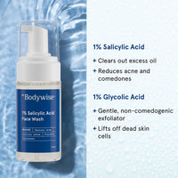 Be Bodywise 1% Salicylic Acid Oil Control Face Wash For Acne & Pimples Acid Reduces Excess Oil Exfoliates Paraben & Soap Free, 120ml