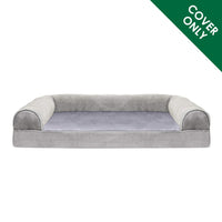 Furhaven Replacement Dog Bed Cover Faux Fur & Velvet Sofa-Style, Machine Washable - Smoke Gray, Medium Cover Only 30.0