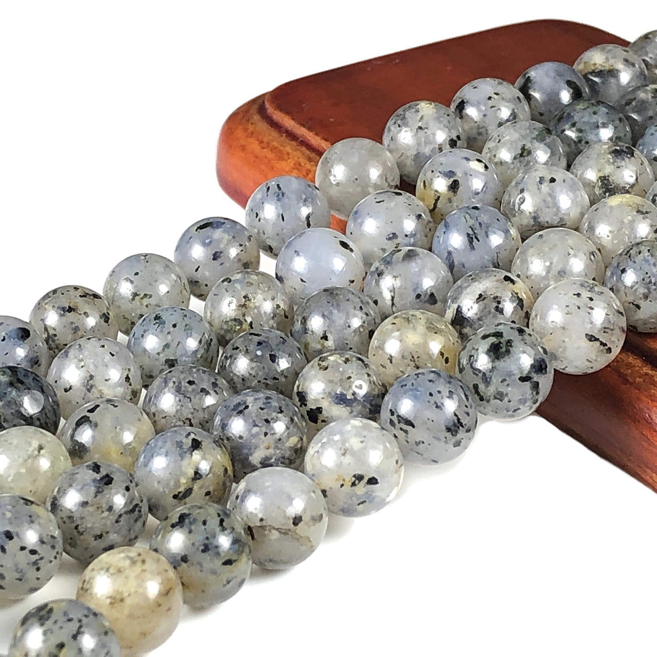 ABCGEMS Brazilian Dalmation Rutile Quartz (AKA Dragon Fruit Quartz- Exquisite Black Tourmaline Inclusions) Healing Chakra Crystal Stone Ideal for Bracelet Necklace DIY Jewelry Making Smooth Round 8mm Dalmation Rutile Quartz (From Brazil)