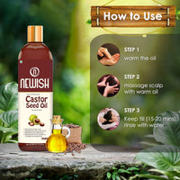 Newish Cold Pressed Castor Oil for Hair Growth, Skin & Eyebrows |Pure & Organic Arandi Oil |Promotes Thicker, Longer Hair & Repairs Cracked Heels - 200ml