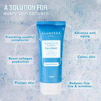 Glamveda Copper Peptide & Hyaluronic Acid Advance Age Support face Wash | Anti Ageing & Firming | All Skin Types | Multi Peptide Complex & Centella Assiatica | 100ml