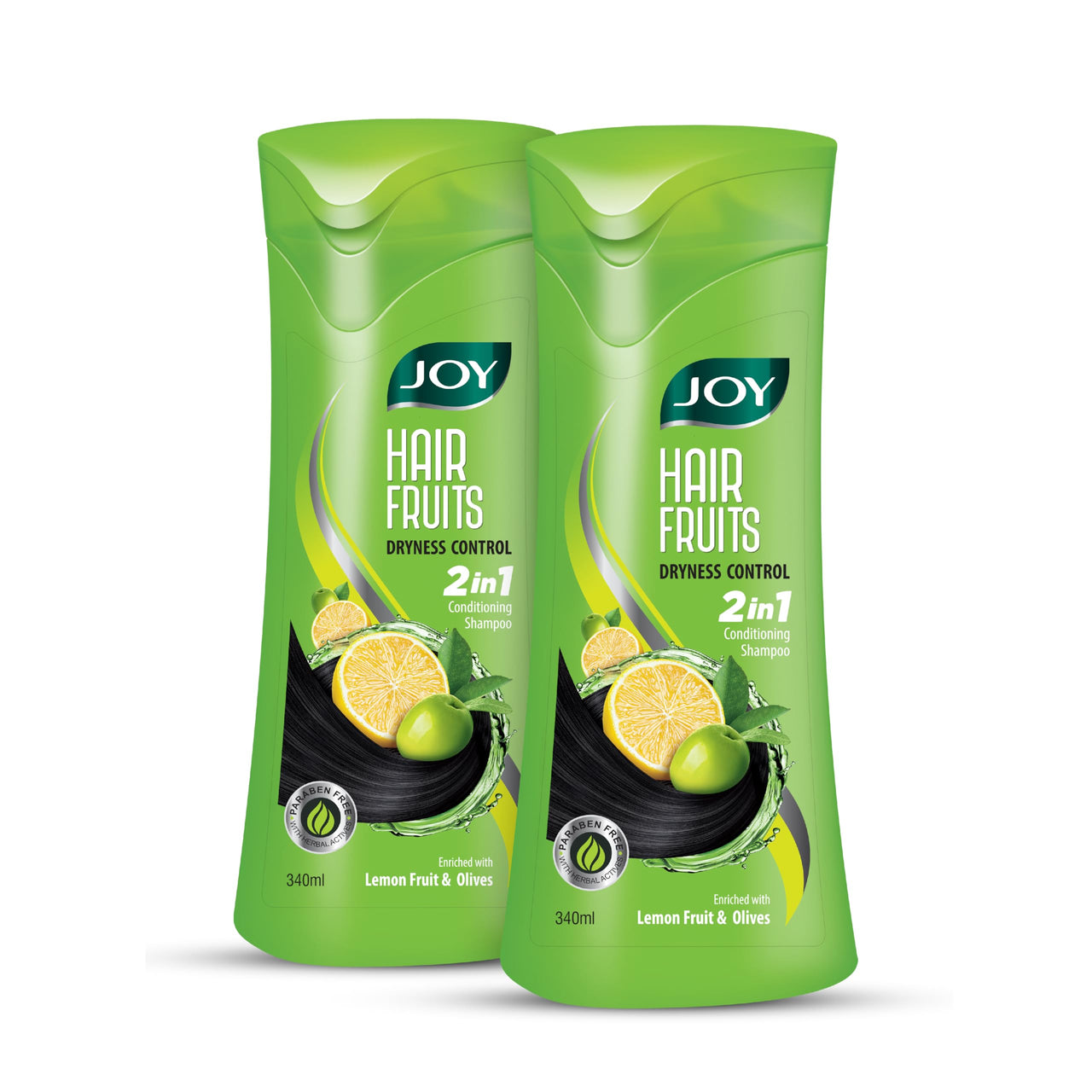 Joy Lemon & Olives Hair Dryness Control Conditioning Shampoo (340ml x 2) | For Dry & Frizzy Hair | Makes Hair Smooth & Shiny | For Men & Women