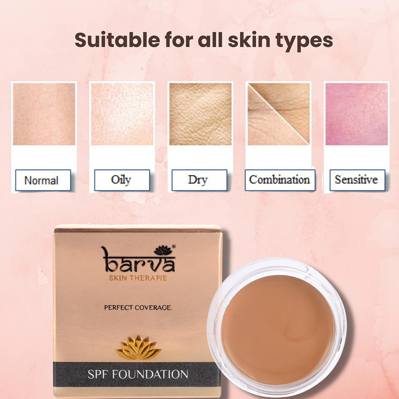 Barva SPF 50, 2 in 1 Cream Semi-Matte Foundation and Concealer, Perfect for Indian Skin Tones, 9g (Dusk)