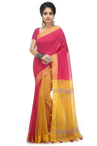 BENGAL HANDLOOM Women's  Art Silk Cotton Stripe Saree With Blouse Piece