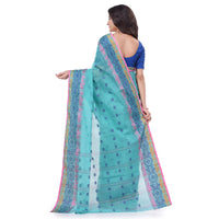 dB DESH BIDESH Women`s Traditional Bengal Tant Tri Leaf Woven Design Pure Handloom Cotton Saree Without Blouse Piece