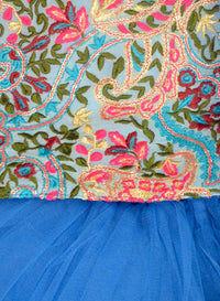 A.T.U.N Girls Lehenga Choli Multi-Turquoise