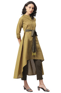 Janasya Women's  Green Cotton Kurta