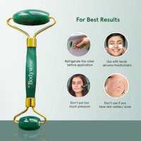 Be Bodywise Jade Roller Massager | 100% Natural Jade Face Roller | Tightens Skin, Reduces Wrinkles & Improves Blood Circulation | Best for Serum Application | Double Sided for Toning & Firming Face