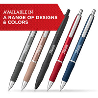 SHARPIE S-Gel, Gel Pens, Sleek Metal Barrel, Gunmetal, Medium Point (0.7mm), Black Ink, 4 Count