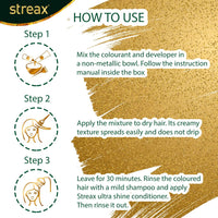 Streax Cream Hair Color for Unisex, 120ml - 7.3 Golden Blonde (Pack of 4)