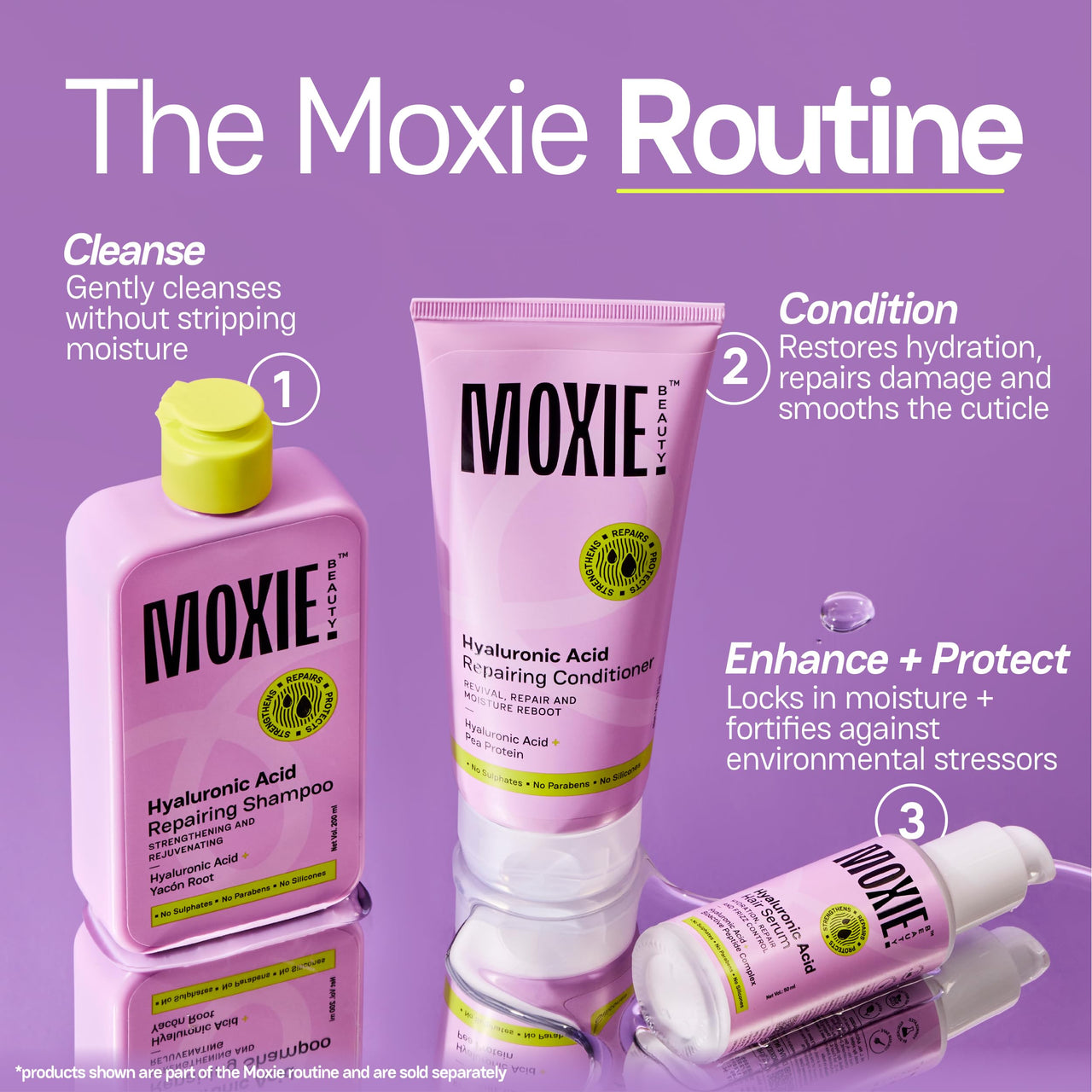 Moxie Beauty Hyaluronic Acid Hair Serum | Deep Hydration & Frizz Control | Lightweight & Non-Greasy | Smooth, Silky & Healthy Hair | 50ml