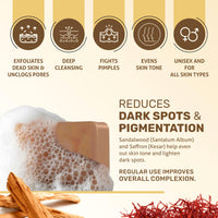 Home Soaps Sandalwood & Saffron Magic Soaps For Bath (100 Gms) | Paraben Free | Chandan & Kesar Bath Soap | Handmade Soaps For Glowing | Skin Brightening Soap For Men & Women (Pack Of 6)