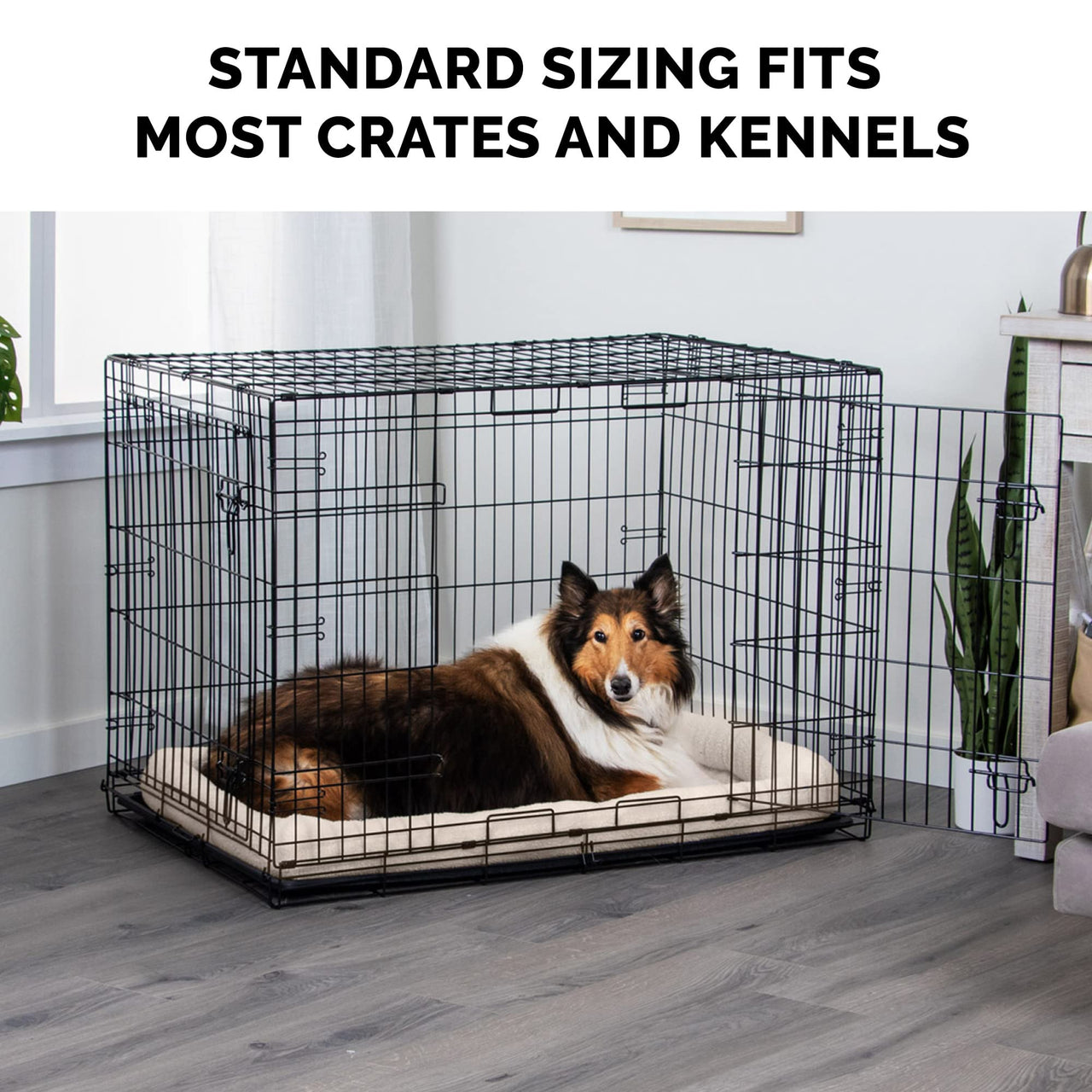 Furhaven Dog Bed for Small Dogs & Indoor Cats, 100% Washable, Sized to Fit Crates - Sherpa Fleece Bolster Crate Pad - Cream, Small Sherpa Fleece (Cream)