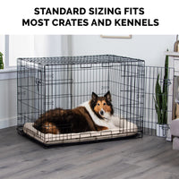 Furhaven Dog Bed for Small Dogs & Indoor Cats, 100% Washable, Sized to Fit Crates - Sherpa Fleece Bolster Crate Pad - Cream, Small Sherpa Fleece (Cream)