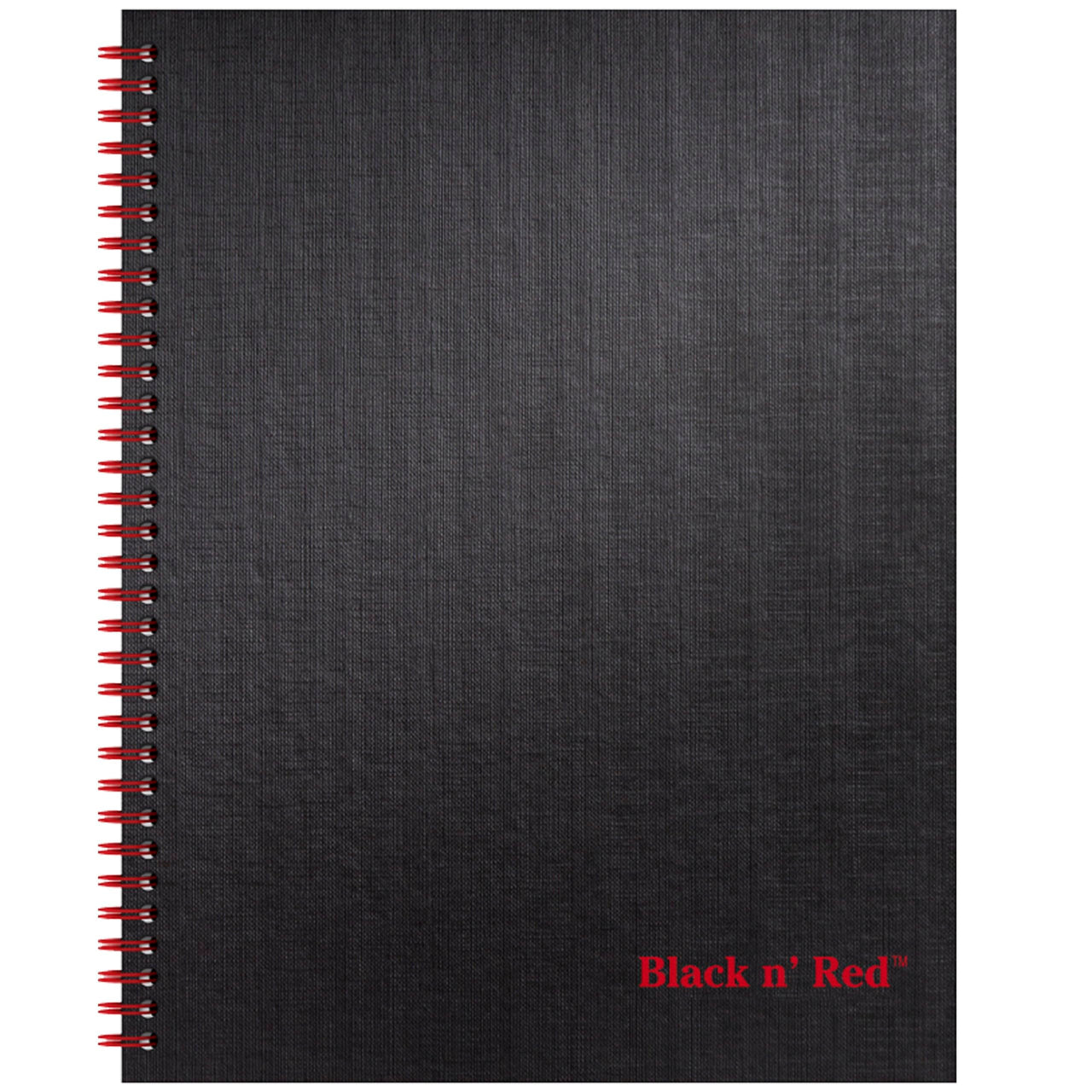 Black n' Red Notebook, Business Journal, 11" x 8-1/2", 70 Sheets, Ruled, Optik Paper, Scribzee App, Hardcover, Wirebound, Black (K67030)