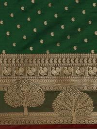 Pandadi Saree Women's  Banarasi Silk Saree With Unstitched Blouse Piece