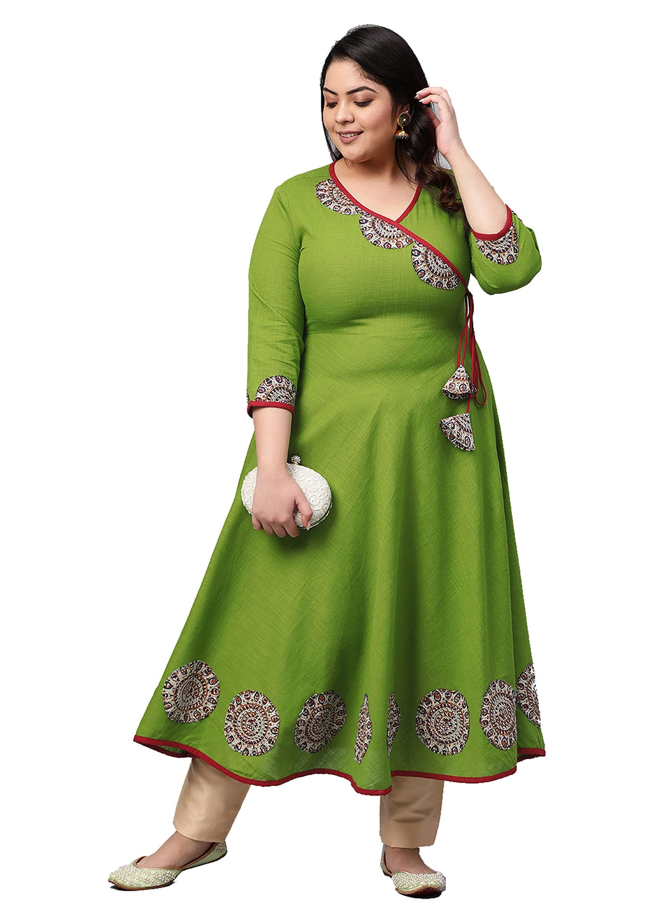 Yash Gallery Women's  Cotton Angrakha Kurta