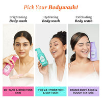 Foxtale De-Tan Brightening Body Wash | Glycolic Acid & Niacinamide for Glowing Skin | Removes Tan & Evens Skin | 6+ hrs odour control | SLS-Free | Body Wash for Women & Men | All Skin Type | 250 ml
