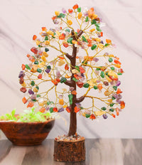 Chakra Tree - Crystal Tree - Gemstone Tree - Feng Shui Tree - Money Tree Bonsai - Healing Crystal - 7 Chakra Tree of Life - Home Decor - Spiritual Gift - Seven Chakra Tree - Handmade Crystal Gift Mix Chakra (Golden Wire)
