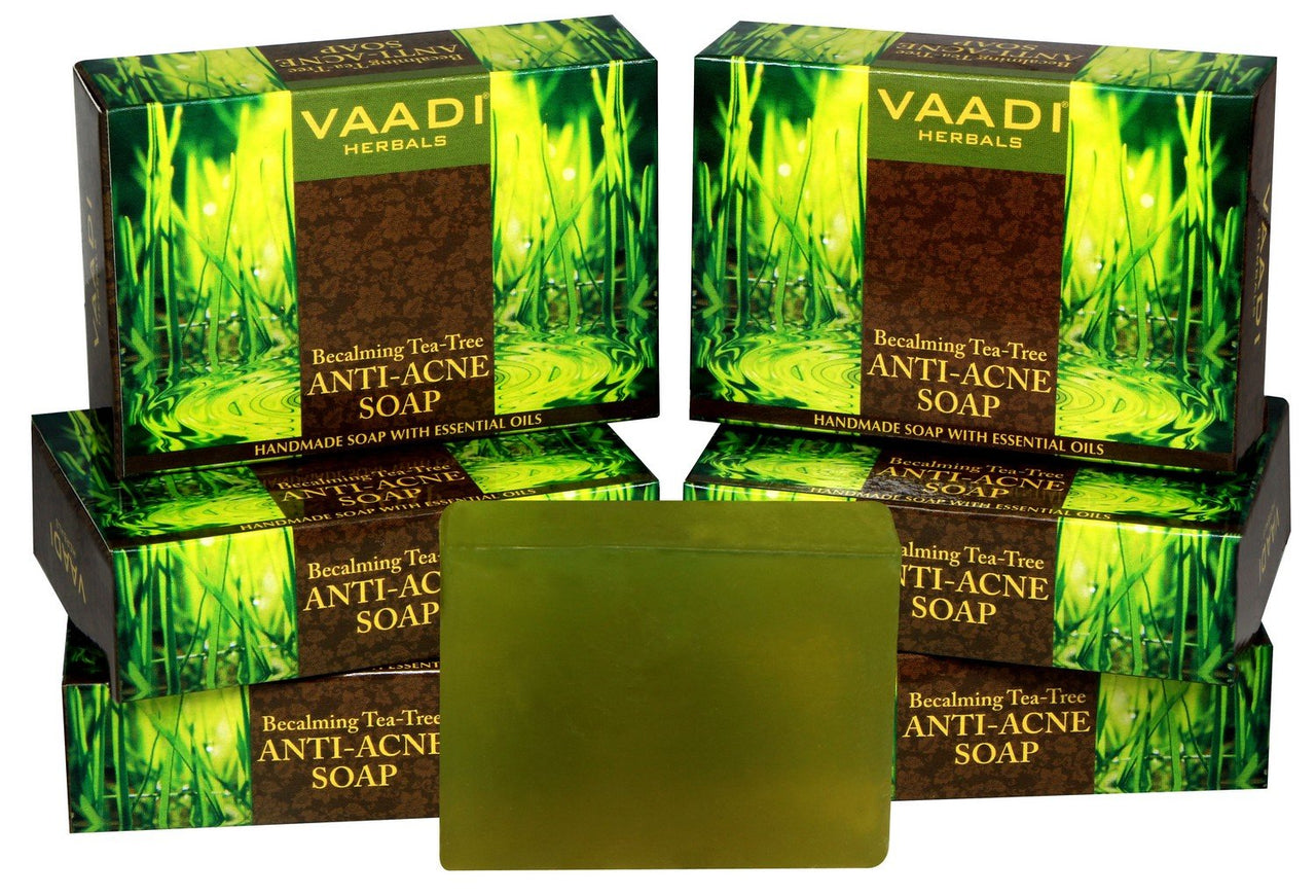 Vaadi Herbals Becalming Tea Tree Soap Anti Acne Therapy, 75g x 6
