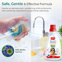 LuvLap Baby Liquid Cleanser 500ml, For cleaning feeding bottle, cutlery, toys, fruits & vegetables, Kills 99.9% Germs, pH Balanced Dermatologically tested formula, No harsh chemicals, Bio-degradable