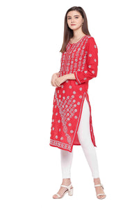 Ada Hand Embroidered Lucknowi Chikankari Ethnic Wear Cotton Kurta Kurti Tunic for Women