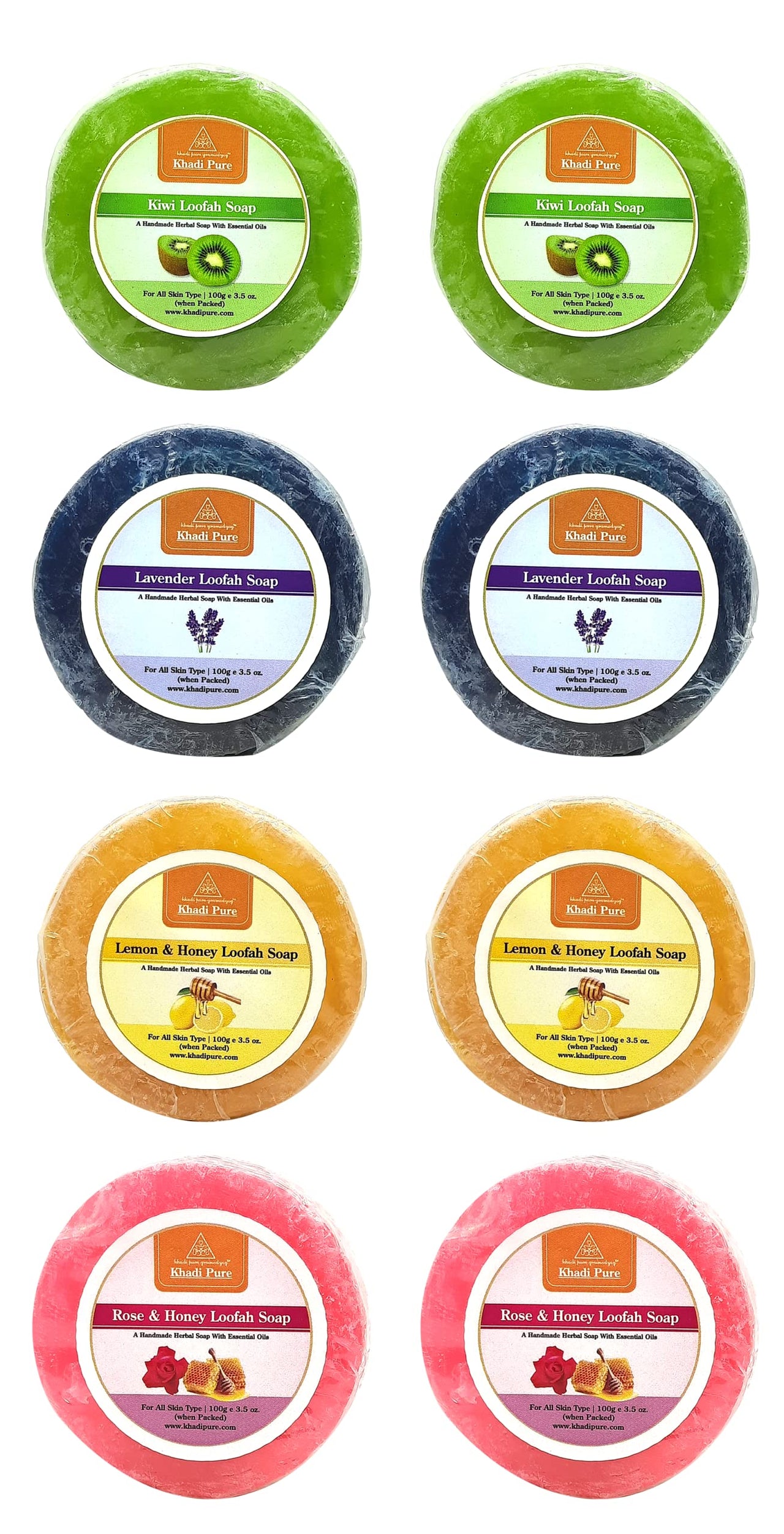 Khadi Pure Herbal Loofah Soaps (Combo of 8 pcs) (8 x 100g)