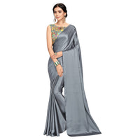 Cloud walker Women Soft Satin Silk Saree With Digital Printed Unstiched Blouse Piece(5.5m Saree +0.8m Blouse Piece).