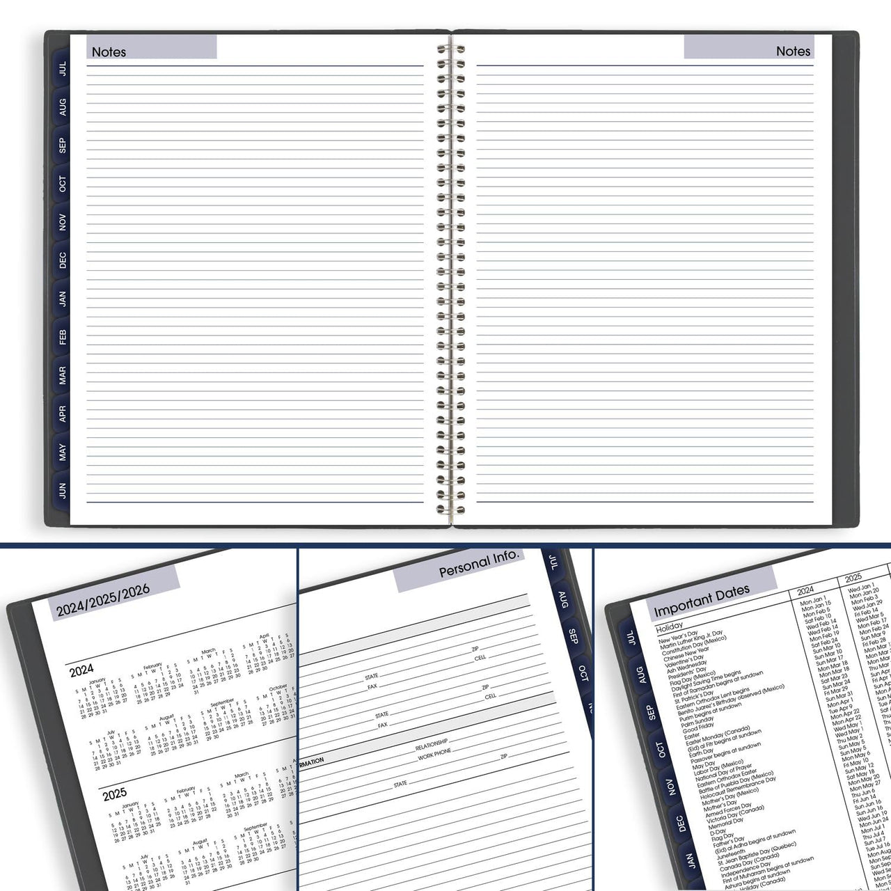 AT-A-GLANCE Planner 2024-2025 Academic, Weekly & Monthly, 8-1/2" x 11", Large, Monthly Tabs, Flexible Cover, DayMinder, Charcoal (AYC54545) 2024-2025 New Edition