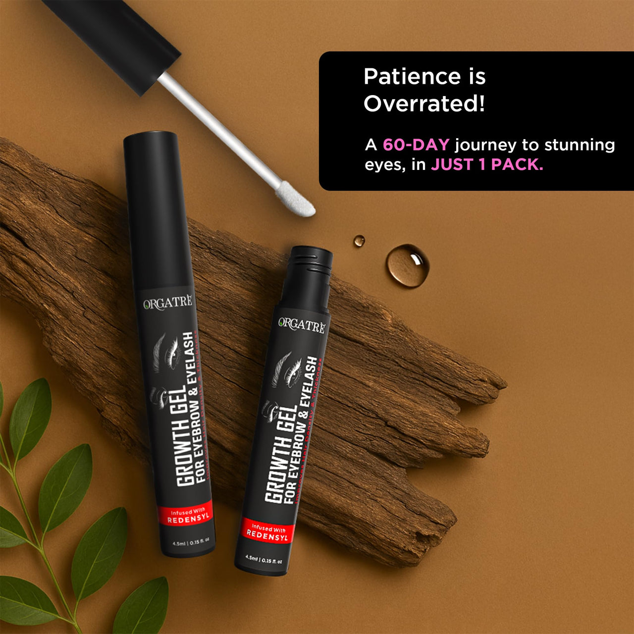 Orgatre Eyebrow & Eyelash Growth Gel 4.5ml | Dual-Use Enhancer for Women | Redensyl, Procapil, Capilia Longa | Fuller Look | Nourishing Lash & Brow Serum | Hair Fall Control