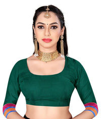 GRECIILOOKS Women's  Art Cotton Silk With Golden Border Printed Soft Silk Saree With Blouse Piece