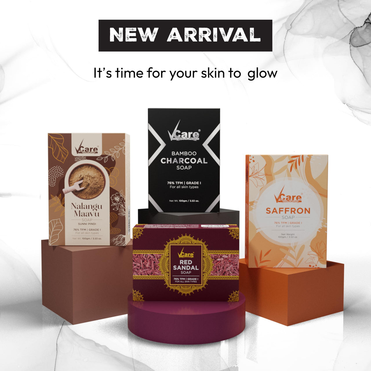 VCare Bamboo Charcoal Soap for Men and Women|76% TFM Grade 1 Skin Protection, Deep Cleansing and Detoxifies Bathing Soap Bar - 100gm Buy 3 Get 1 Free