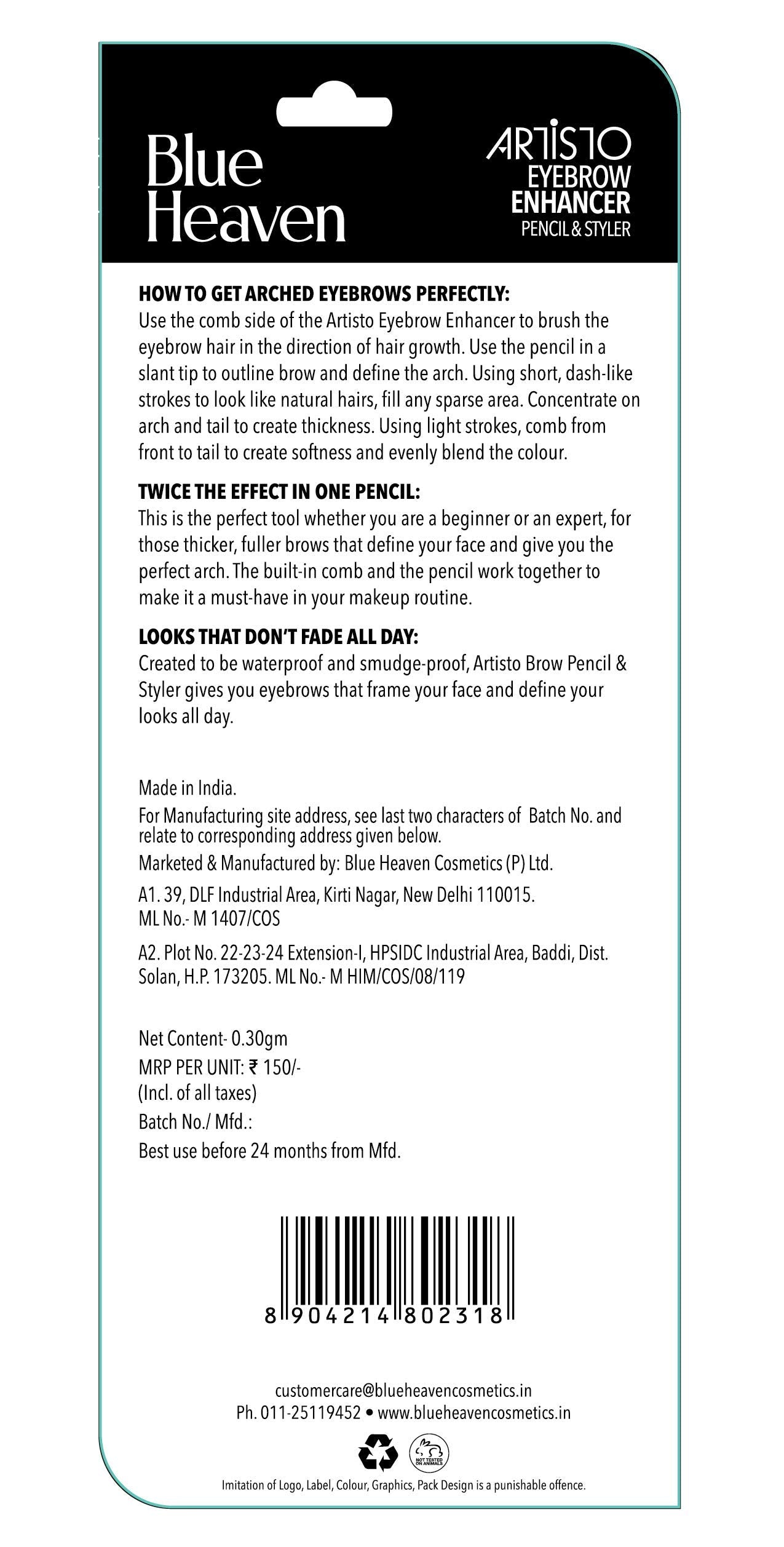 Blue Heaven Artisto Eyebrow With Styler- (Brown), Brown, & Blue Heaven Artisto Eyebrow With Styler- (Grey), Grey,