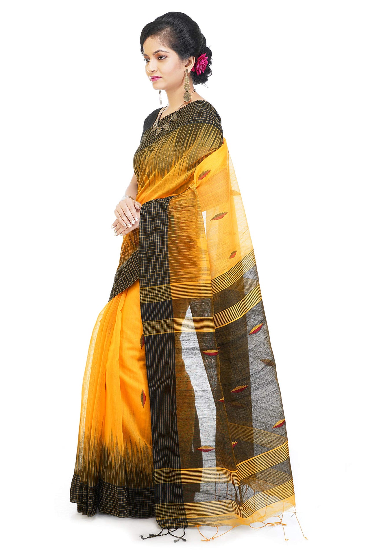 WoodenTant Women’s Ikkat Cotton Silk Saree