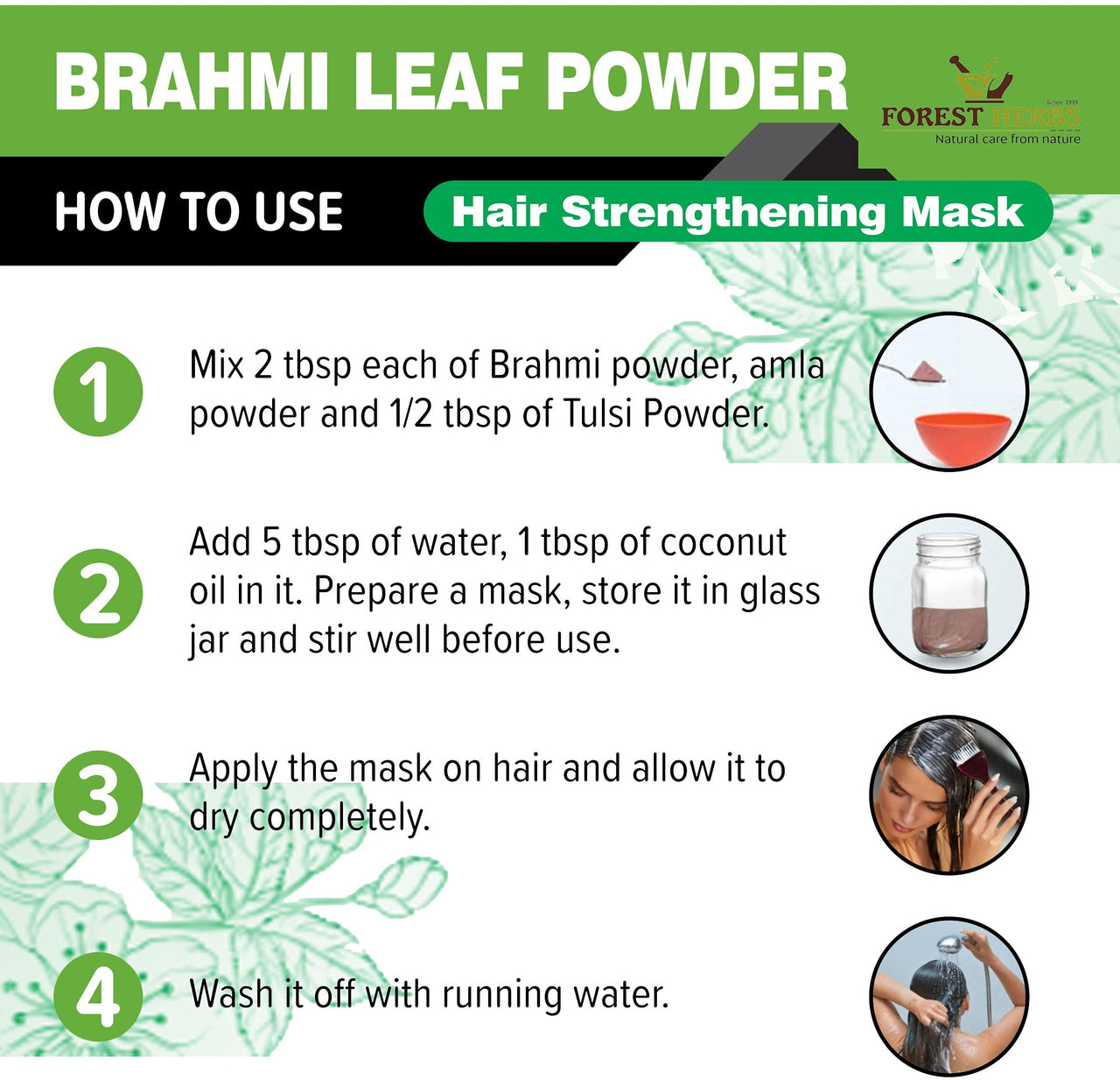 THE FOREST HERBS Natural care from nature Brahmi Powder 200 Grams For Hair Growth | 100% Natural, No Preservative, All Hair Type