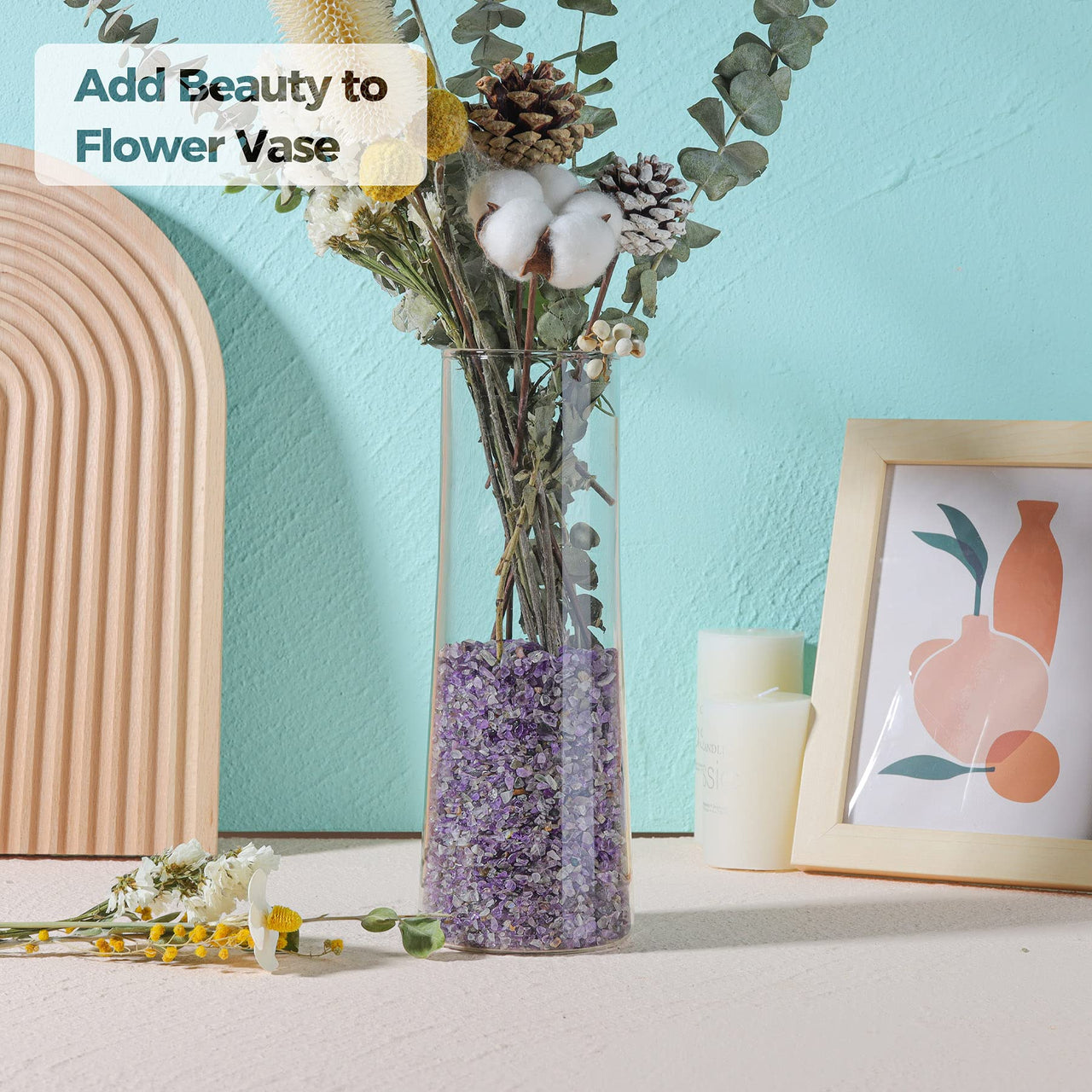 T4U Tumbled Chips Stones Crushed Crystal Quartz 1 LB, Irregular Shaped Gravels Pebbles Healing Stones, DIY Smoothed Rock for Potted Plant,Resin Art,Vase Fillers Aquarium Gravel Rocks (Amethyst) #1 - Amethyst