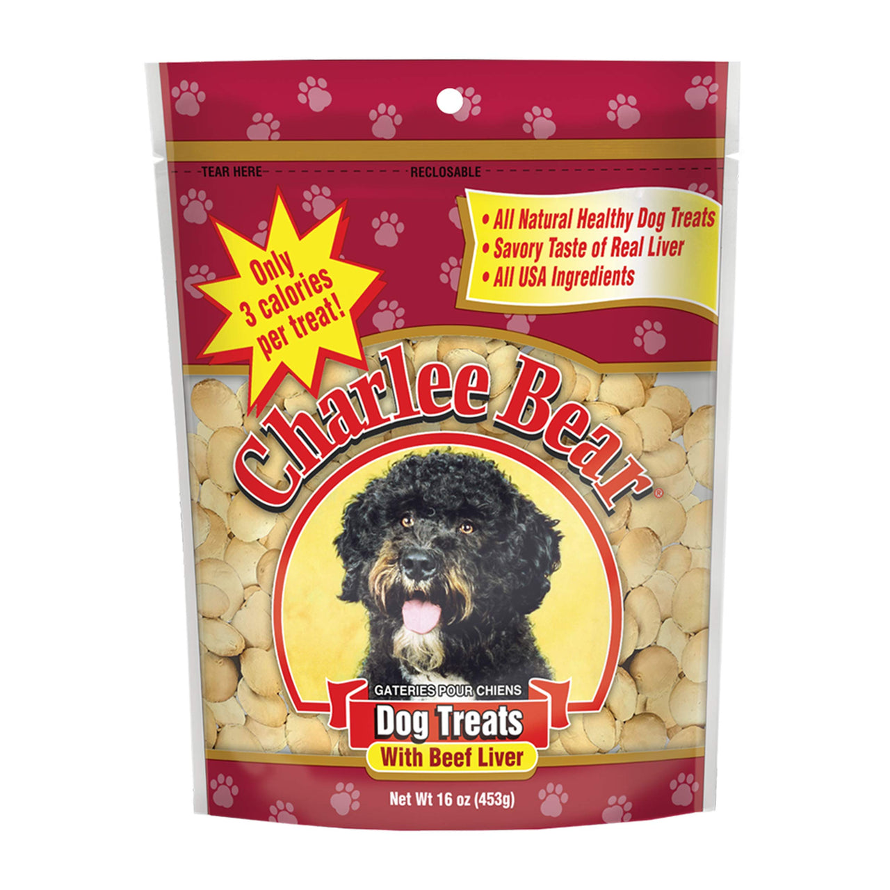 Charlee Bear Original Crunch Beef Liver Dog Treat, 16 oz bag – Made in USA, Natural Training Treats 1 Pound (Pack of 1)