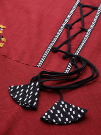 Yash Gallery Women's  Cotton Slub Embroidered Anarkali Kurta Maroon