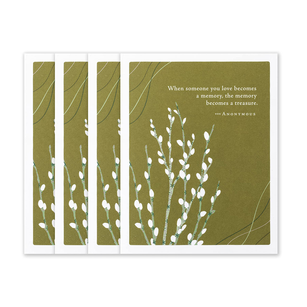 Compendium Positively Green 4-Pack of Sympathy Cards  When someone you love becomes a memory (Four Cards Total, One Design, with Envelopes)